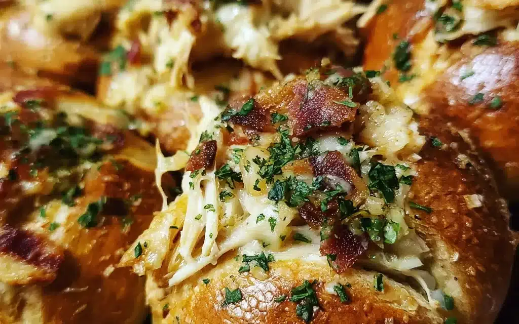 Garlic Butter Bacon Ranch Chicken Pretzel Bombs
