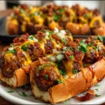Bourbon BBQ Bacon Cheeseburger Meatball Subs