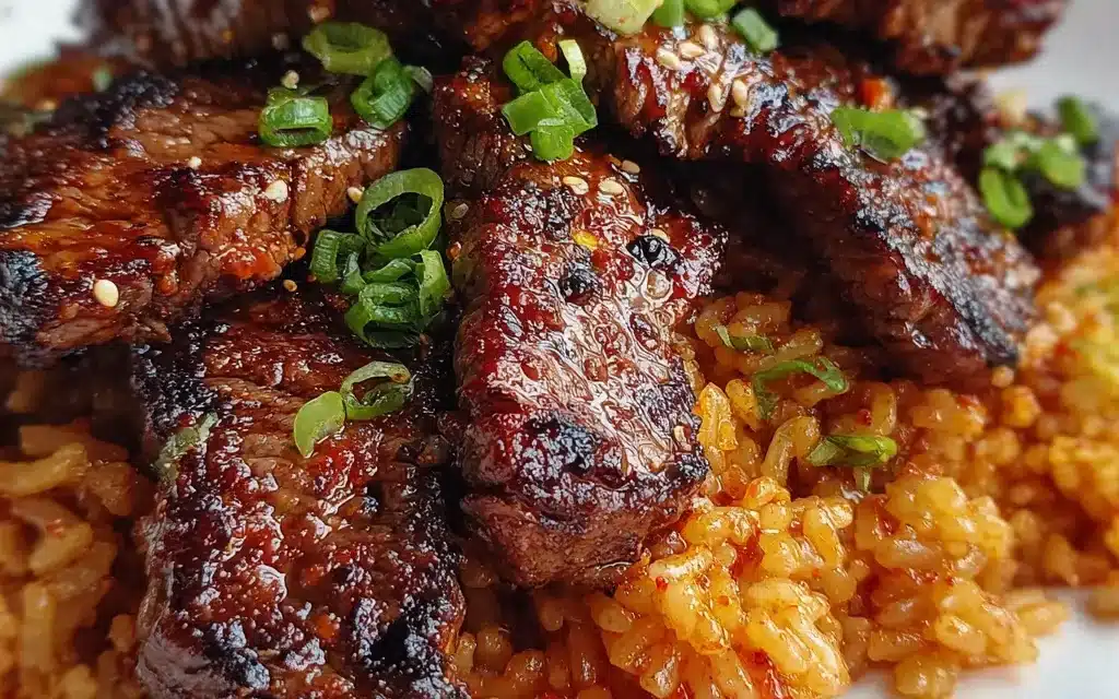 Caramelized Korean Steak in Creamy Gochujang Sauce over Spicy Rice – A Flavorful 30-Minute Meal