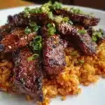 Caramelized Korean Steak in Creamy Gochujang Sauce over Spicy Rice