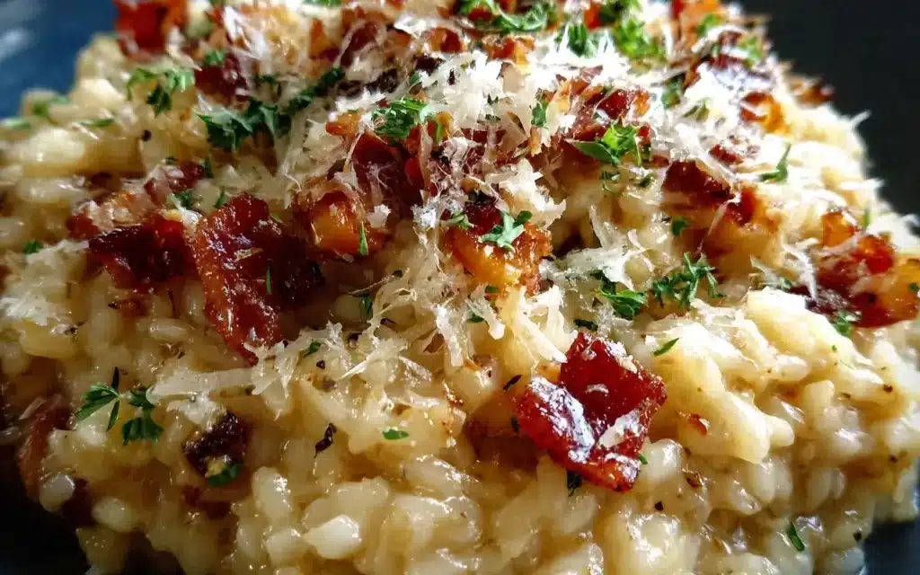 Caramelized Onion, Bacon, and Parmesan Risotto