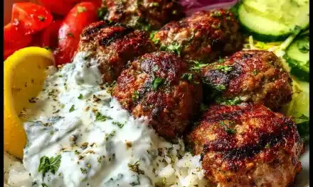 Unforgettable 30-Minute Greek Meatball Bowl with Tzatziki, Rice & Fresh Veggies