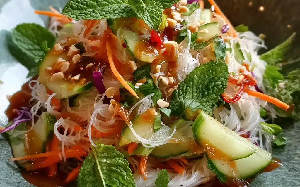 Spring Roll Salad with Spicy Ginger Dressing: A Quick and Delicious Lunch or Dinner
