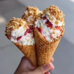 Strawberry Crunch Cheesecake cones