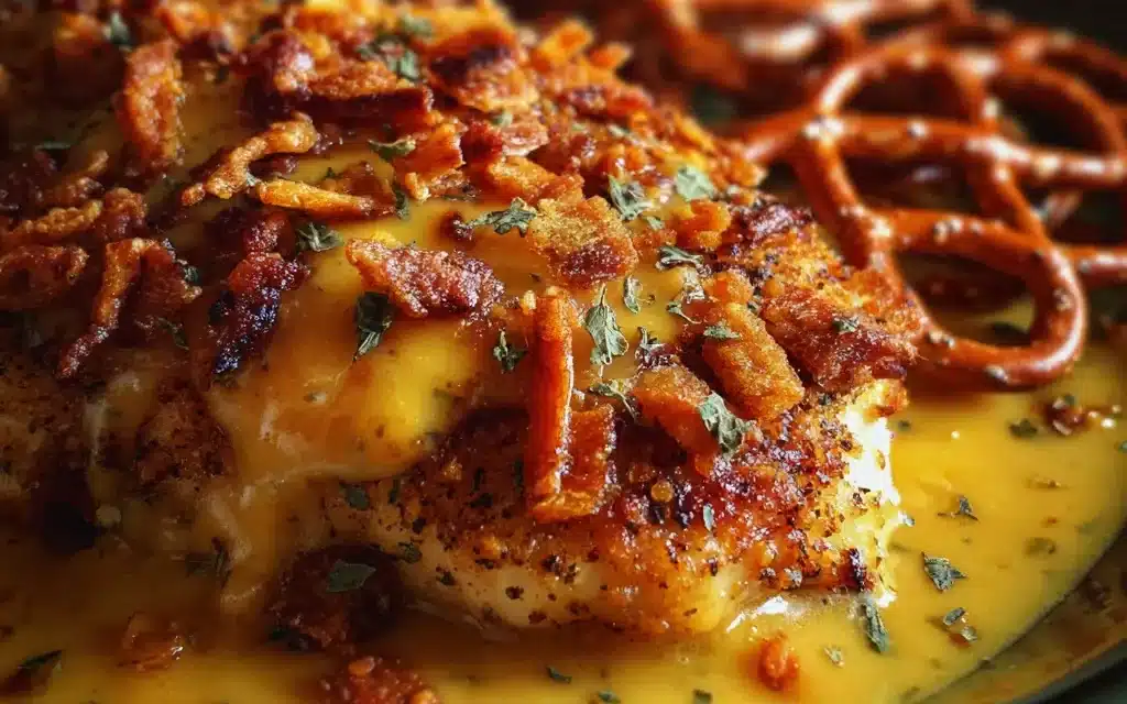 Pretzel Chicken with Mustard-Cheddar Sauce: A Quick and Delicious Meal
