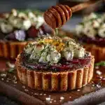 Roasted Beet, Goat Cheese And Honey Drizzled Tarts