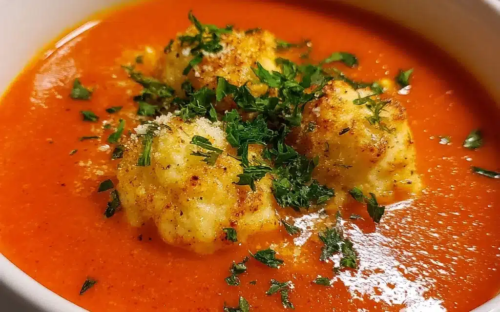 Tomato Soup with Cheddar Bay Dumplings – A Comforting Classic