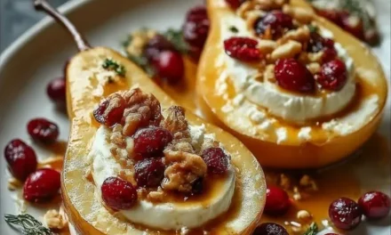 Baked Pears with Goat Cheese, Honey, and Cranberries – A Mouthwatering Seasonal Treat