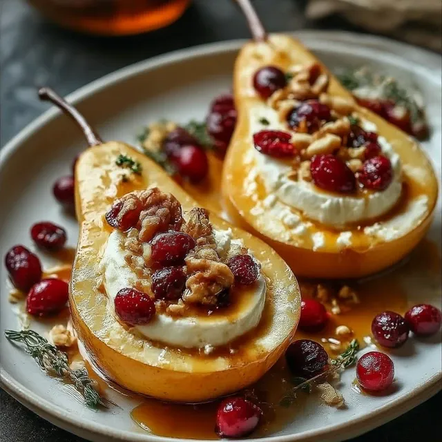 Baked Pears with Goat Cheese, Honey, and Cranberries – A Mouthwatering Seasonal Treat