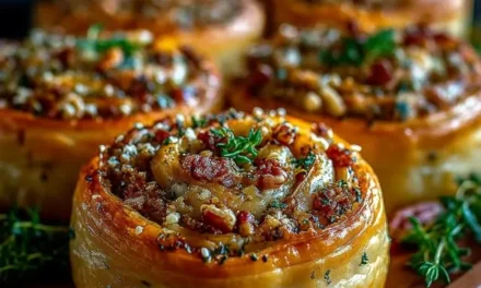 Delicious Blue Cheese, Walnut and Thyme Pull Apart Puff Pastry Twirl