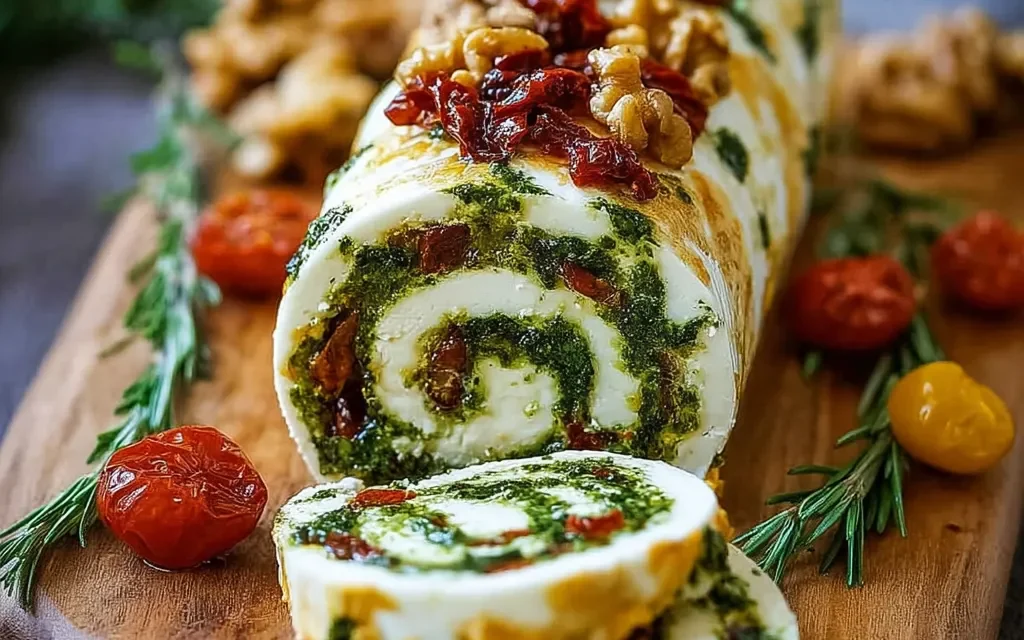 Cheese Log with Pesto and Sun Dried Tomatoes: An Effortless Entertaining Delight
