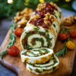Cheese Log with Pesto and Sun Dried Tomatoes