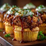 Fried Chicken, Cornbread and Mashed Potato & Gravy Cupcakes