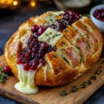 Garlic Herb Sourdough Bread Stuffed With Brie & Cranberry