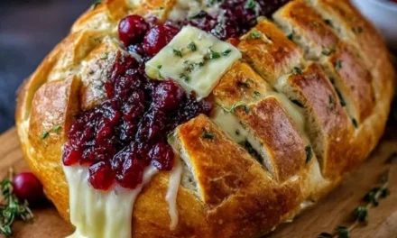 Garlic Herb Sourdough Bread Stuffed With Brie & Cranberry – A Comforting Masterpiece