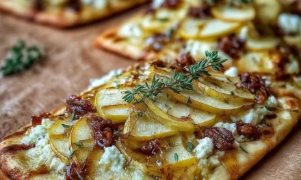 Goat Cheese & Roasted Apple Flatbread with Sweet Cinnamon Drizzle – A Mouthwatering Delight