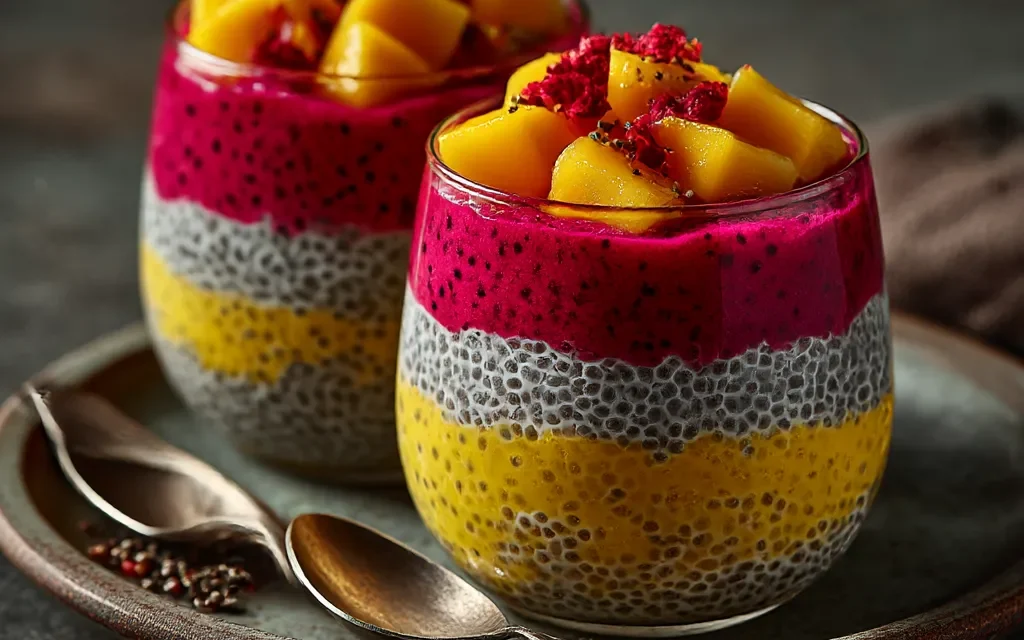 Mango & Dragon Fruit Chia Pudding – A Nutritious Tropical Delight