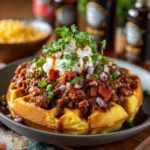 Maple Bacon Bourbon Chili On Cornbread Waffle