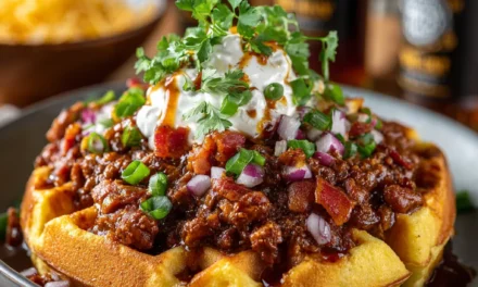 Maple Bacon Bourbon Chili On Cornbread Waffle – A Comforting Delight