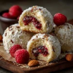Raspberry-Filled Almond Snowball Cookies