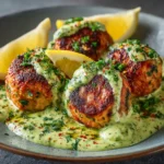 Salmon Balls with Creamy Avocado Sauce
