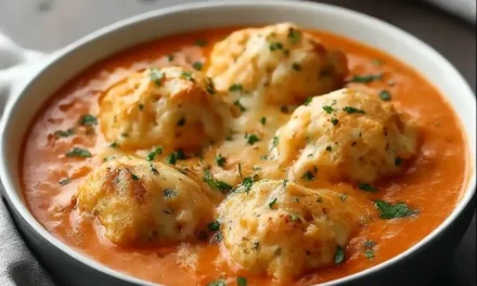 Tomato Soup & Cheesy Herbed Dumplings – A Cozy, Comforting Classic