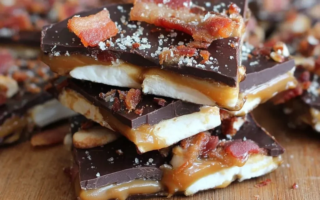 Chocolate Caramel Marshmallow Whiskey & Bacon Bark – A Delightful Treat