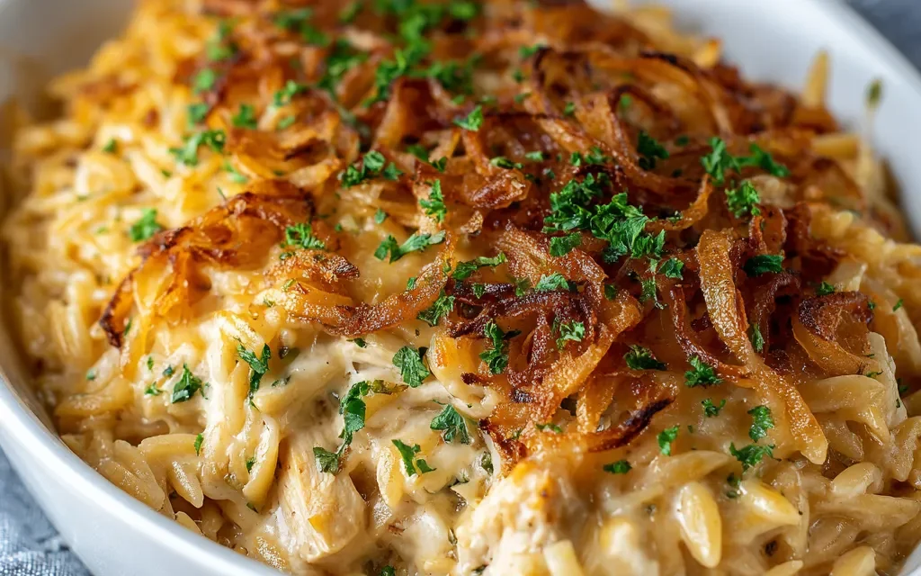French Onion Chicken Orzo Casserole: A Homemade Delight