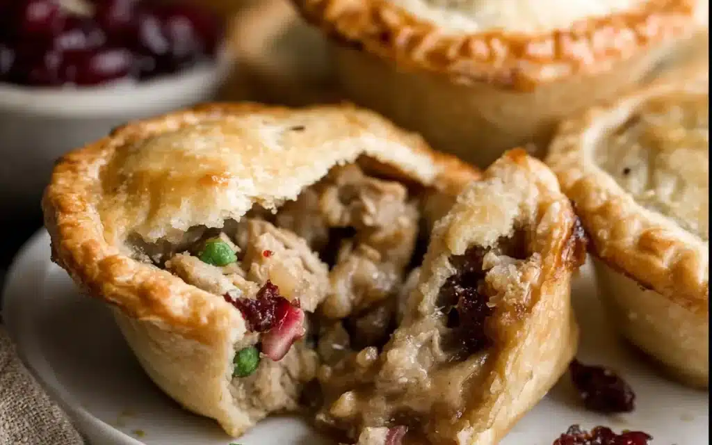 Mini Thanksgiving Turkey & Cranberry Pot Pies
