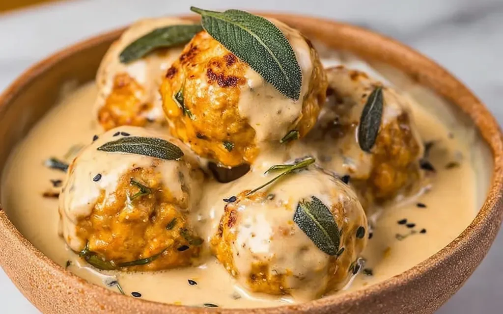 Pumpkin Chicken Meatballs in Sage Cream Sauce – A Quick and Delicious Meal