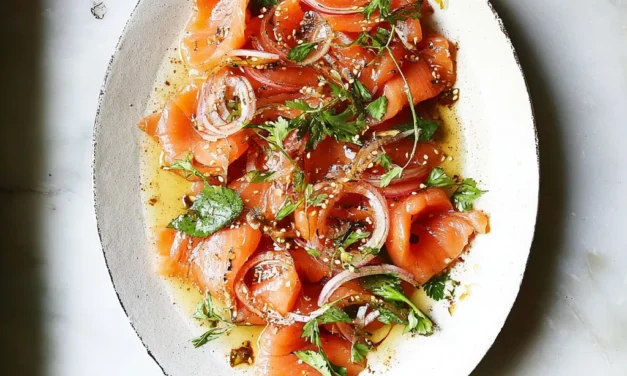 Salmon Crudo with Soy Sesame Dressing – A Mouthwatering 10-Minute Treat