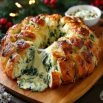 Spinach Artichoke Dip Pull-Apart Christmas Bread
