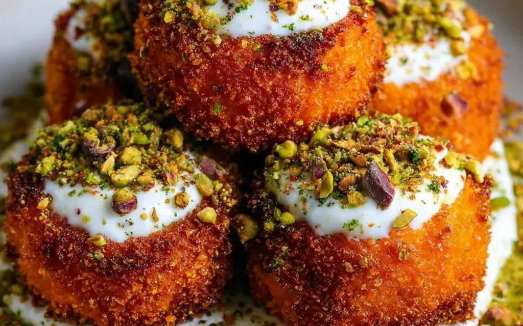 Sweet Potato Croquettes with Burrata Dip & Pistachio Crunch