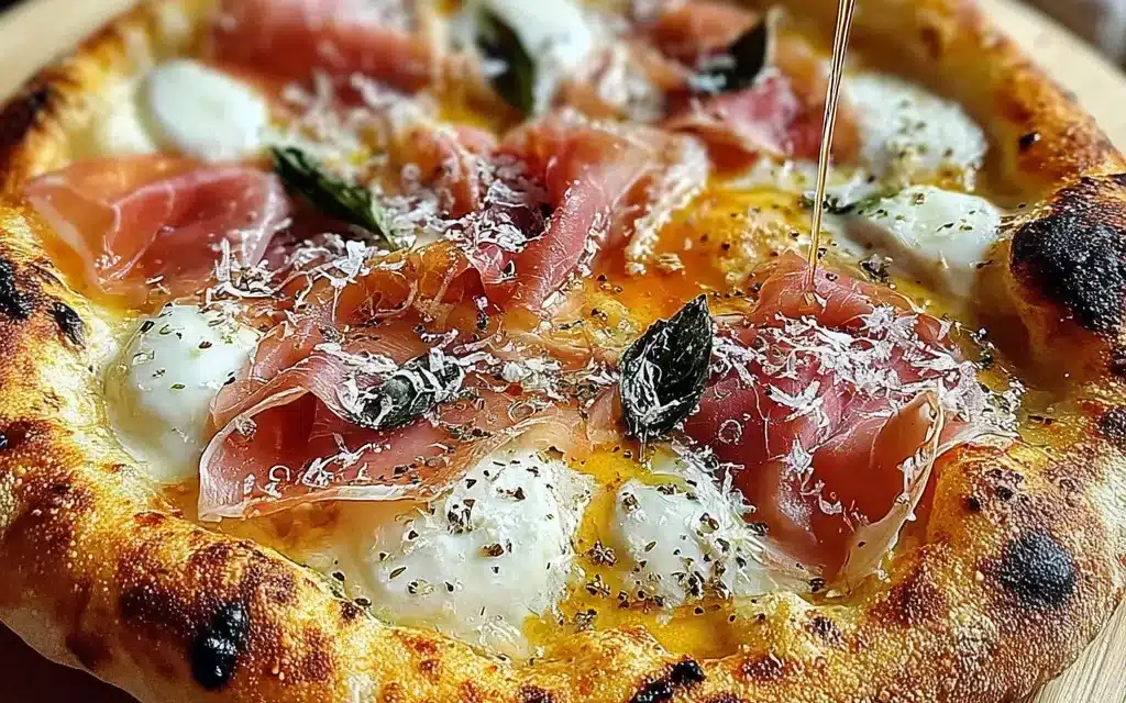 White Pizza with Prosciutto & Hot Honey – Perfectly Crispy & Flavorful