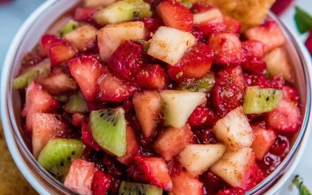 Fruit Salsa with Cinnamon Sugar Tortilla Chips: A Heavenly Appetizer Ready in 5 Minutes