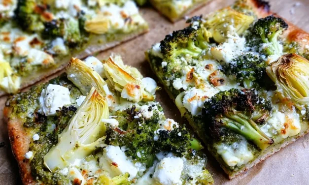 Green Pizza with Pesto, Feta, Artichokes, and Broccoli – An Unforgettable Homemade Delight