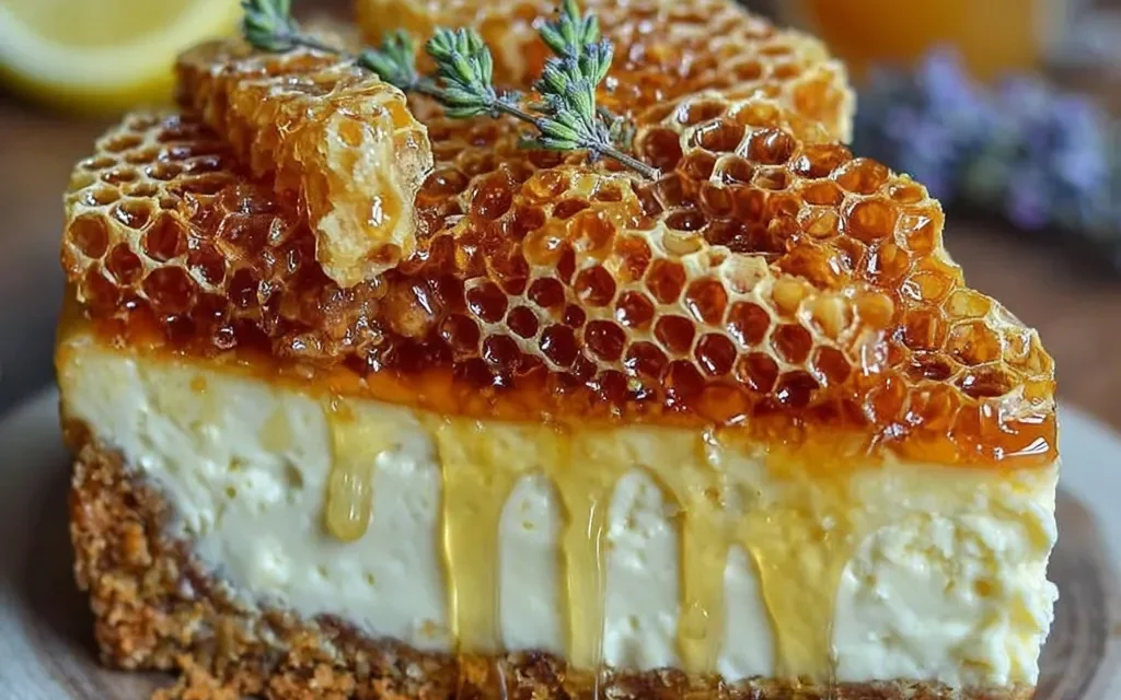 Lemon Lavender Cheesecake Topped with Honeycomb: A Delightful Dessert