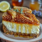 Lemon Lavender Cheesecake Topped with Honeycomb