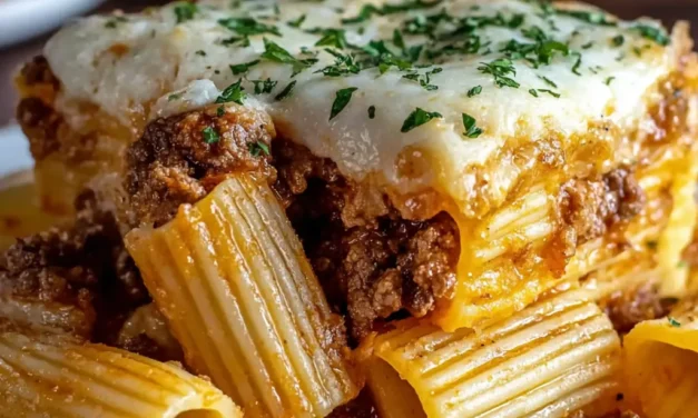 Baked Rigatoni Stuffed with Beef Ragu & Mozzarella – A Comforting Classic