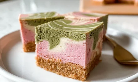Strawberry Matcha Swirl cheesecake Bars: A Dessert Delight in Just 5 Minutes