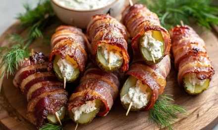 Bacon-Wrapped Pickle Spears with Cream Cheese