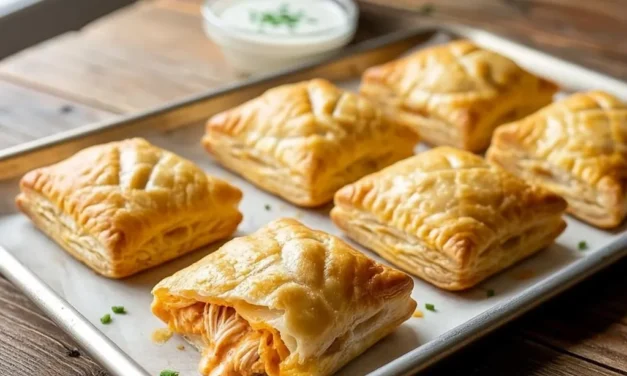 Buffalo Blitz Bites (Puff pastry stuffed with buffalo chicken dip)