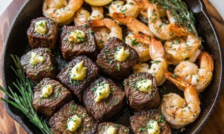 Surf and Turf Steak Bites with Garlic Butter