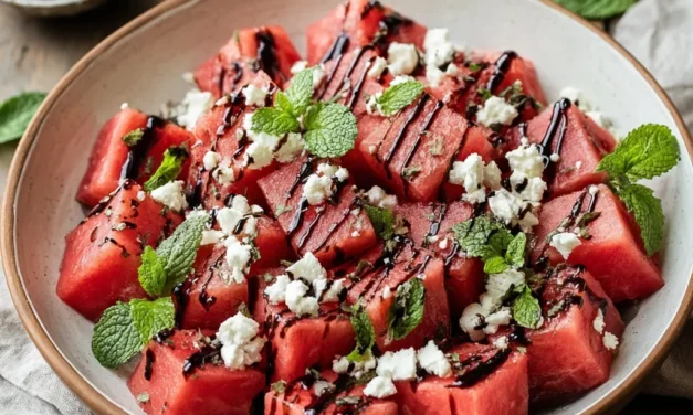 Watermelon and Feta Salad with Balsamic Glaze