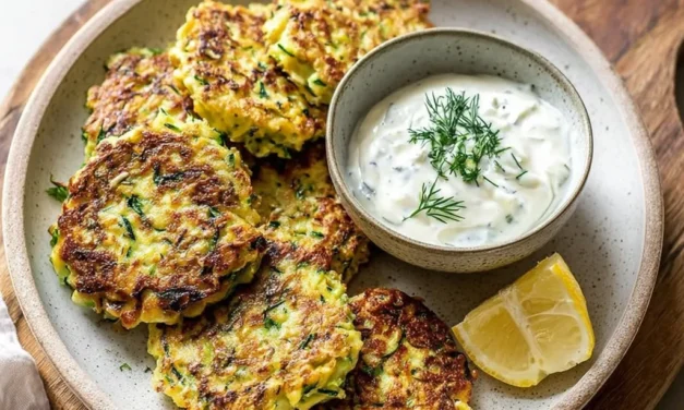 Zucchini Fritters with Garlic Yogurt Sauce