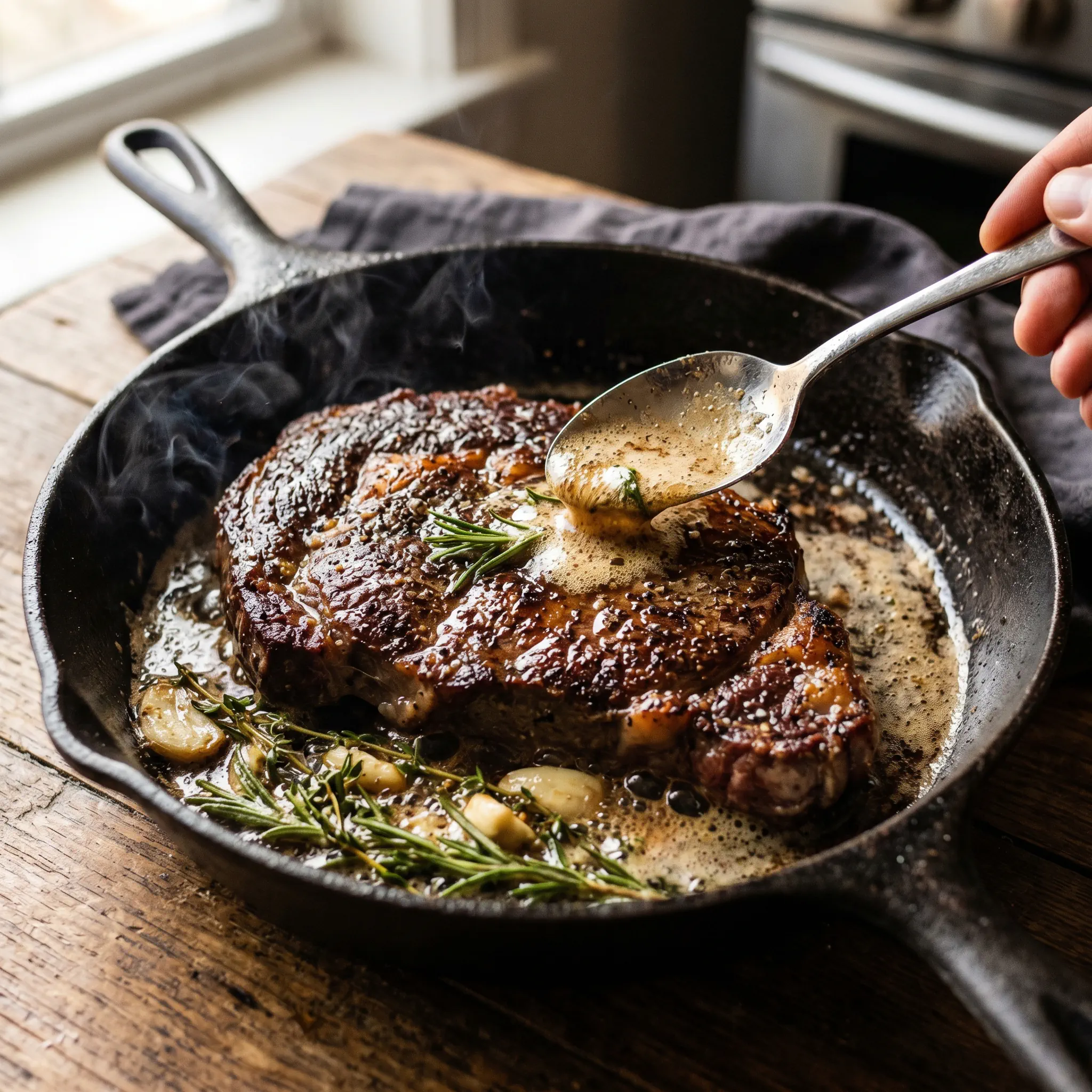 Butter-Basted Garlic Herb Skillet Steak