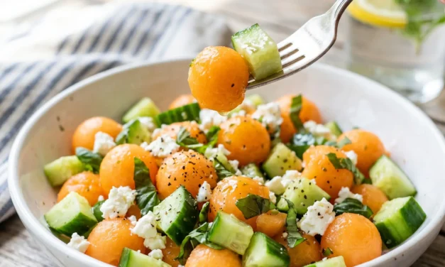 Cantaloupe and Cucumber Salad with Basil & Feta: A Refreshing Summer Treat