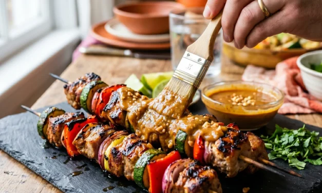 Grilled Pork Kebabs with Peanut Sauce for a Flavorful Feast