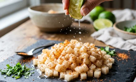 Jicama and Tajin Caviar: A Refreshing and Zesty Treat