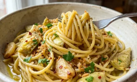Savory Garlicky Artichoke Spaghetti for a Quick Dinner